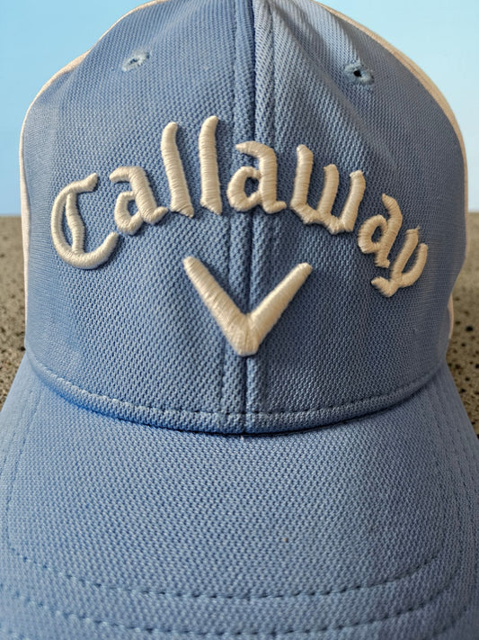 Vintage Callaway Golf Cap – A-Flex S/M – Light Blue & White – Sporty Mesh Cap