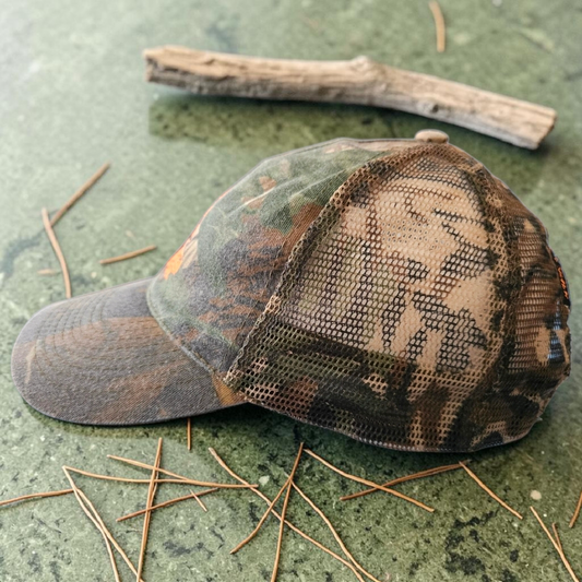 Vintage Wildcat Rental Trucker Cap – Realtree Camo & Mesh – Gorpcore / Workwear