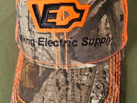 Vintage Y2K Gorpcore Trucker Cap – Realtree Camo & Neon Orange – One Size