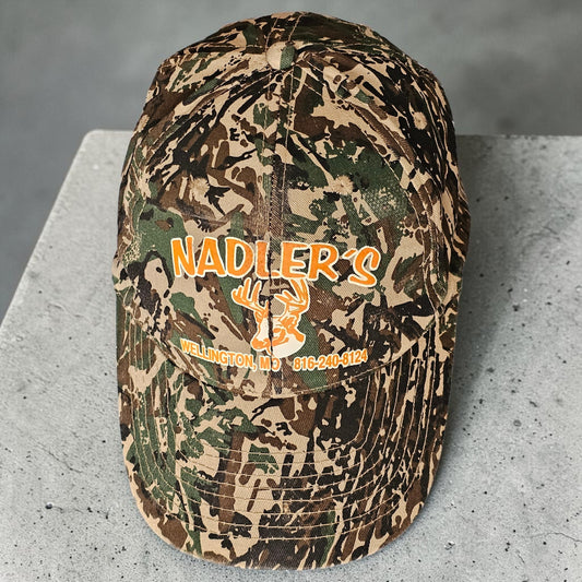 🦌 Vintage NADLER’S Wellington Hunting Cap – Camo Style Cobra Cap 🐍