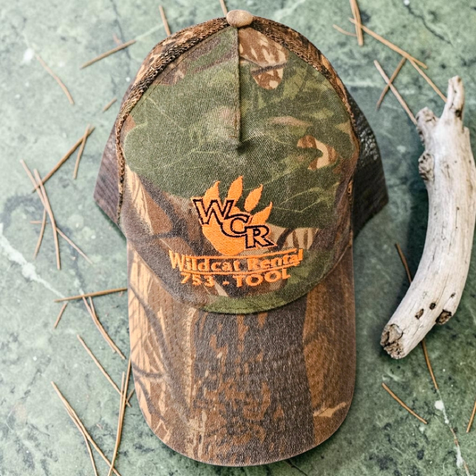 Vintage Wildcat Rental Trucker Cap – Realtree Camo & Mesh – Gorpcore / Workwear